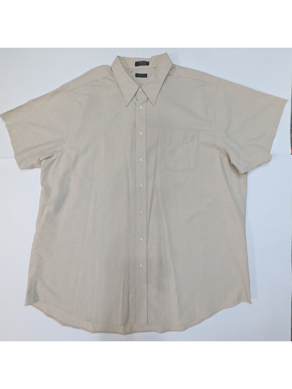 Covington Button Up Shirt Beige Mens Size 3XL Short Sleeve Wrinkle Resistant